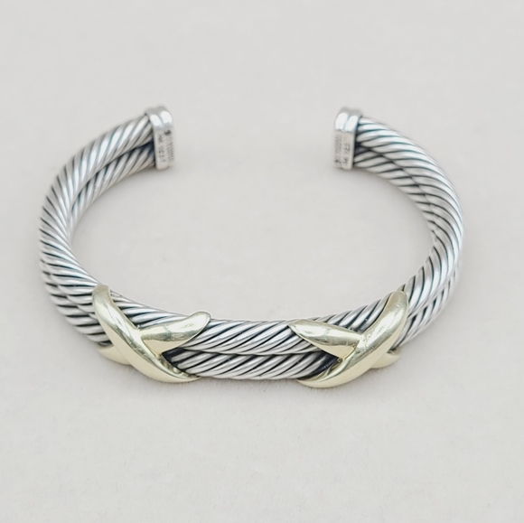 David Yurman 10mm Double Cable Double Gold X Bracelet - Picture 8 of 13
